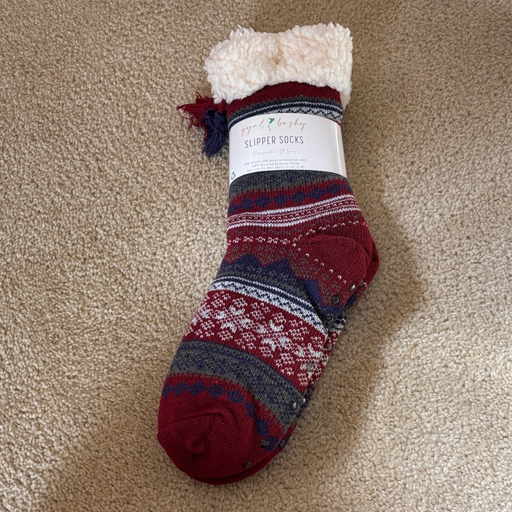 Red and Gray Slipper Socks